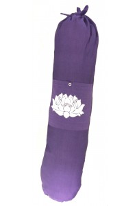 Colourful Cotton Yoga Mat Bag with Shoulder Strap - Lotus Flower Print - Fair Trade comes in Blue, Purple or Red
