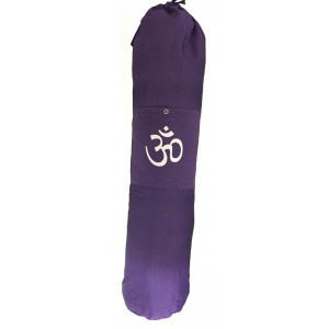 Colourful Cotton Yoga Mat Bag with Shoulder Strap - Om Print - Fair Trade comes in Blue, Purple or Red