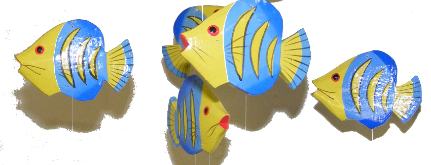 Suitable for Children Fair Trade Blue Kissing Fish Mobile from Bali with 16 Hand Painted Fish 