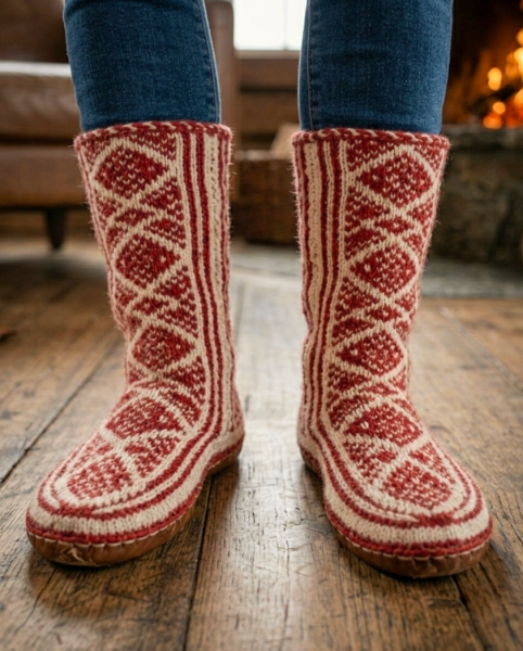Afghan Slipper Socks -Genuine  - Fair Trade - Handknitted 