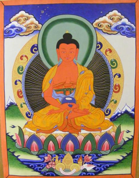  Genuine Original Tibetan Buddhist Thangka Painting -  Amitabha, the Buddha of Comprehensive Love - Fair Trade