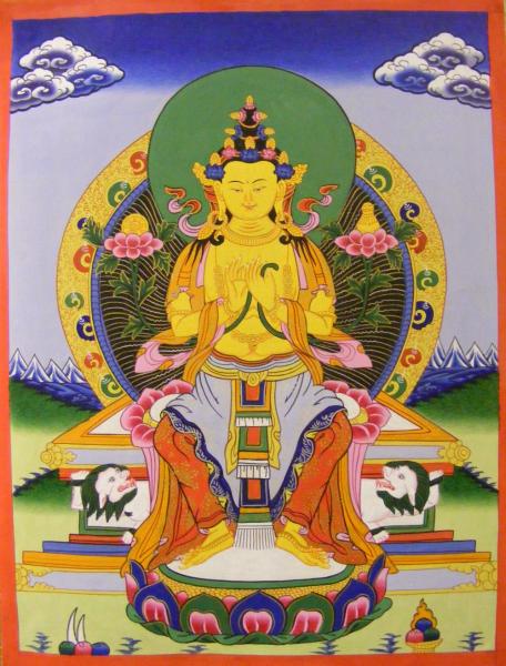  Genuine Original Tibetan Buddhist Thangka Painting -  White Tara, Goddess of Compassion - Fair Trade