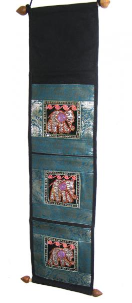 Thai Blue Sequined Elephant Letter Holder/ Banner - Fair Trade