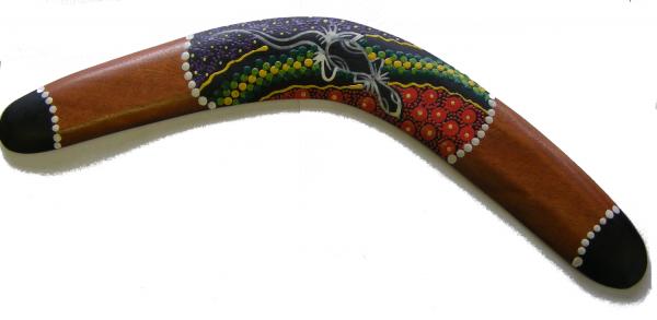 Decorative Aboriginal Style Dot Painted Wooden Boomerang - 40 cm - Fair Trade