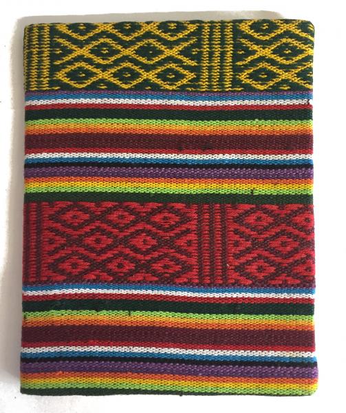 Fair Trade Handmade Lokta Paper Traditional Bhutanese Rainbow Fabric Notebook
