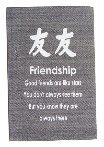 Grey Friendship Affirmation Hardback Notebook / Journal - Unlined Pure White Paper - 54 Sheets - Fair Trade