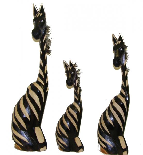 Fair Trade Hand Carved Wooden Sitting Zebras - choice of 3 sizes