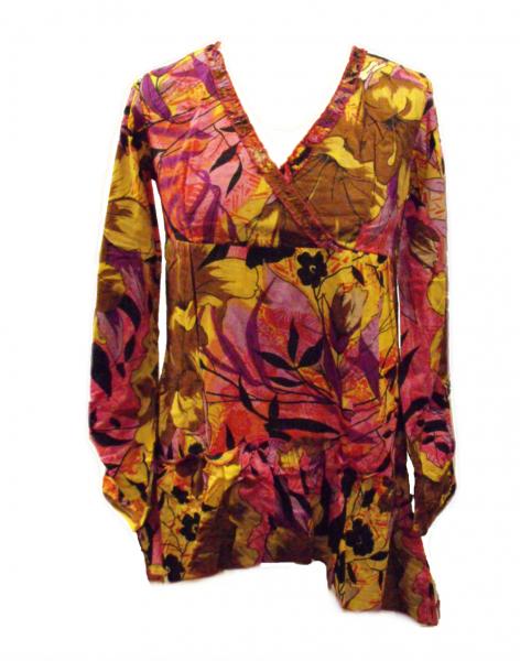Ethnic Bold Flower Print Pink & Yellow Abbie Blouse - Fair Trade 100% Cotton
