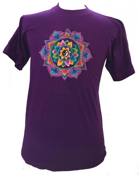 Fair Trade Embroidered Yin Yang Mandala T Shirt ( Purple T Shirt)