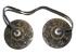 Eight Auspicious Signs Tibetan Buddhist Tingsha ( Buddhist cymbals) with satin carry bag  - Fair Trade 