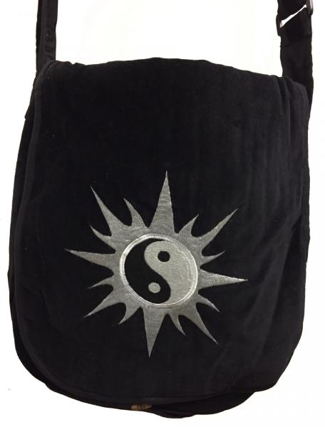 Hand Made Large Black Velvet Yin Yang Shoulder Bag - Fair Trade