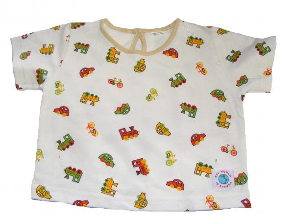 Cute Short Sleeve Soft Baby Cotton Car, Train & Bike Top - Fair Trade