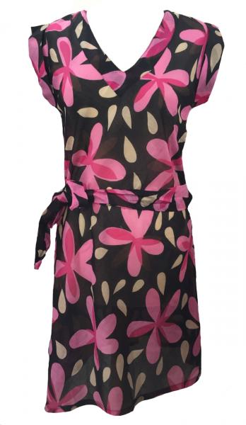 100% Soft Cotton Pink Carina Short Summer Dress / Long Top / Kaftan - Fair Trade 