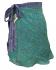Fair Trade Short Sari Silk  Reversible Vintage Wrap Skirt - Blue / Green Design