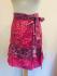 Fair Trade Short Sari Silk  Reversible Tiered Wrap Skirt - Pink Tiered Design
