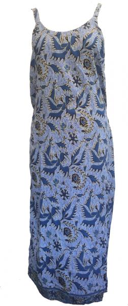 Beautiful Blue Strappy Balinese Bird of Peace Sundress/Shift Dress with Ties 
