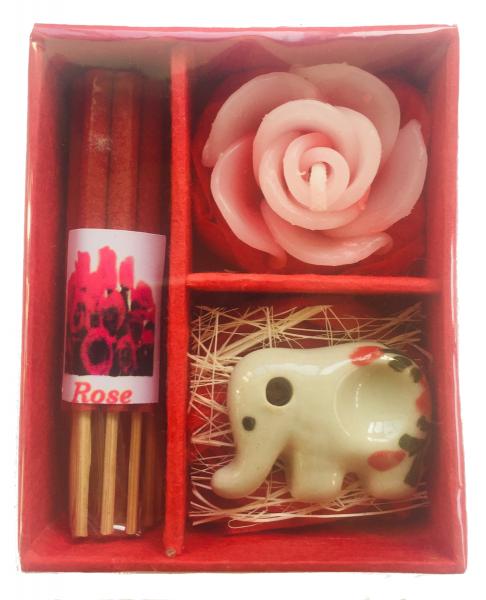 Thai Rose Incense, Candle & Burner Gift Set - Fair Trade
