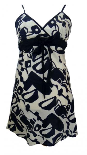 Short Black and White Friesian Print Florence Dress / Sundress - Fair Trade