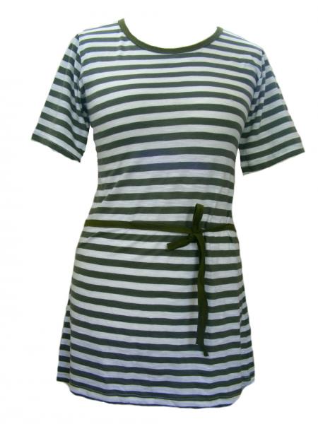 100% Cotton Classic White & Green Stripey Dress - Fair Trade