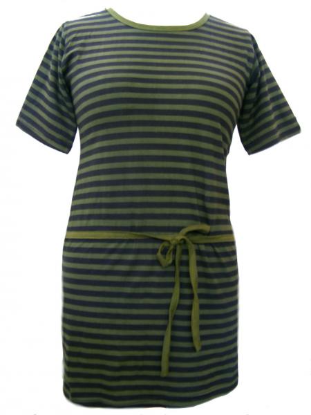 100% Cotton Classic Black & Green Stripey Dress - Fair Trade